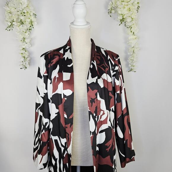 Chico’s Reversible Open Front Cardigan Duster Jacket Size 2 Large Abstract Satin - Picture 9 of 16